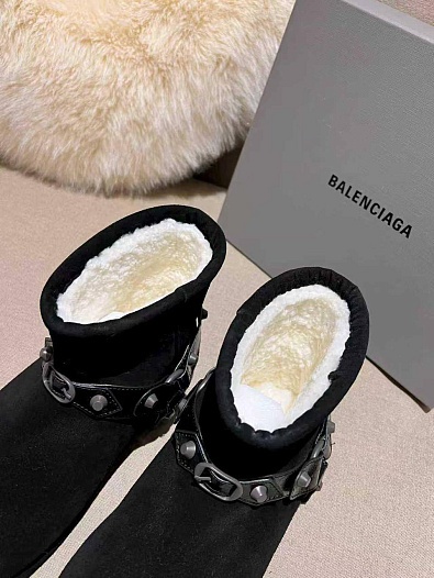 Женские ботинки с мехом Balenciaga Alaska premium - Black   