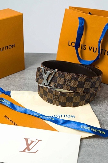 Кожаный ремень Louis Vuitton Initiales Damier (длина 85 - 115 см)   