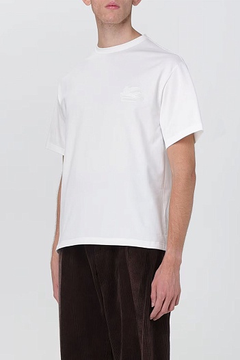 Футболка белого цвета Etro Pegaso embroidery   