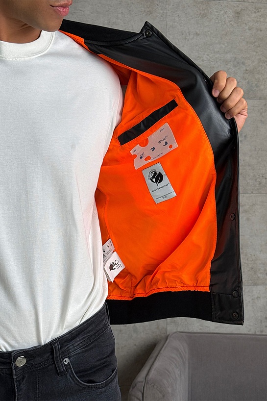 Мужской чёрный бомбер Off-White Hands Off logo