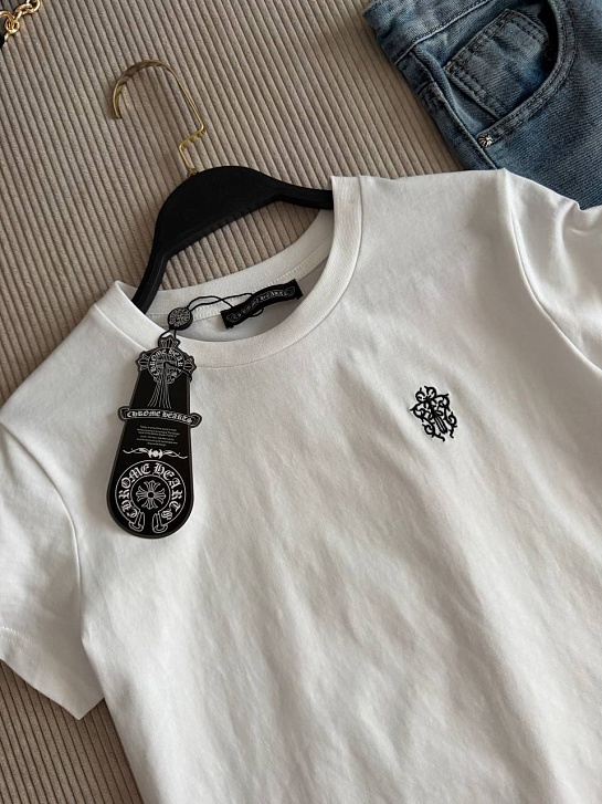Женская белая футболка Chrome Hearts premium