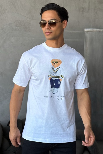 Мужская белая футболка Polo Ralph Lauren "Bear"   