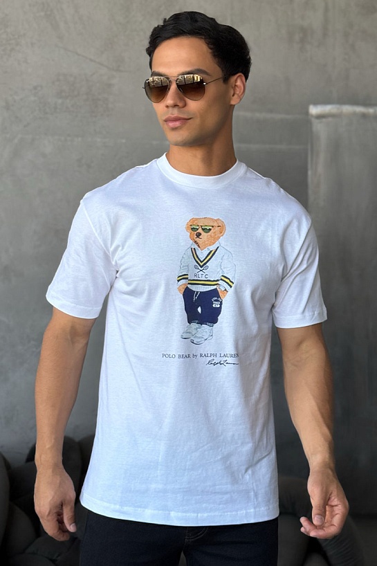 Мужская белая футболка Роlо Ralрh Lаurеn "Bear"