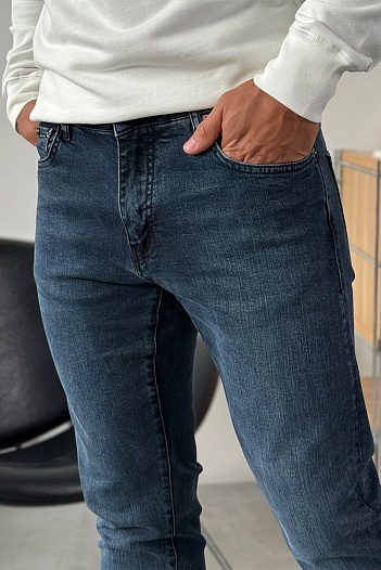 Мужские тёмно-синие джинсы Dolce & Gabbana logo-plaque   