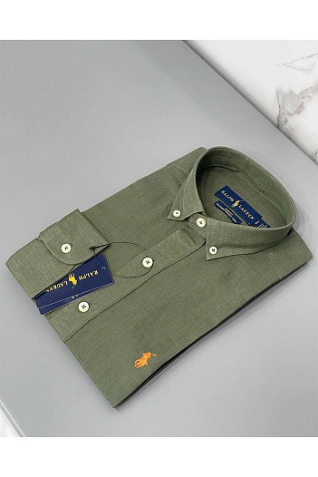 Тёмно-зелёная рубашка Polo Ralph Lauren logo-embroidered   