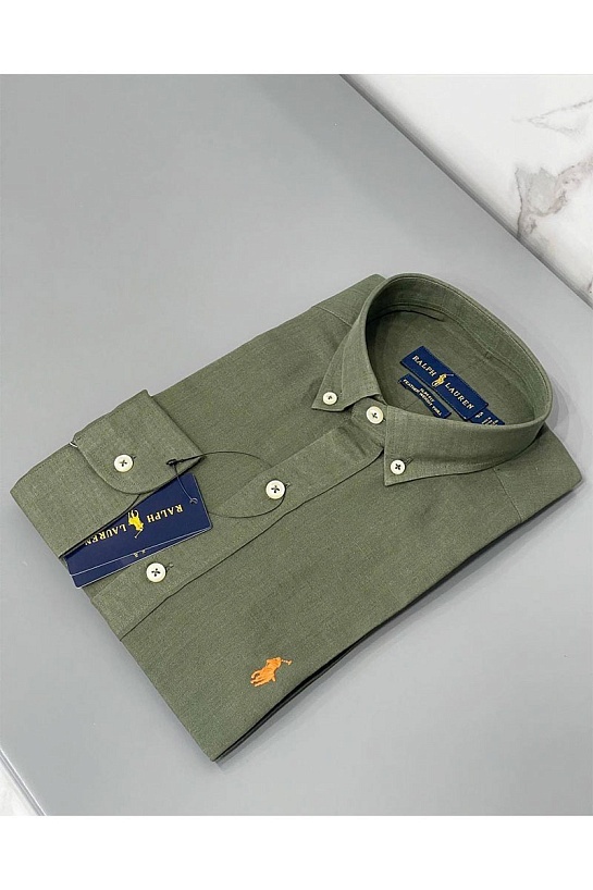 Тёмно-зелёная рубашка Роlо Ralрh Lаurеn logo-embroidered