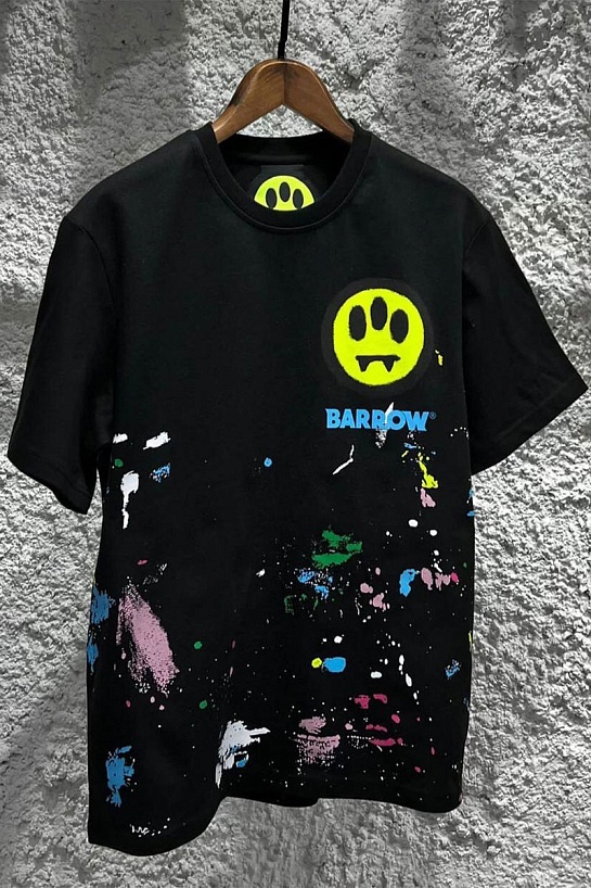 Чёрная оверсайз футболка Barrow logo-print paint-splatter