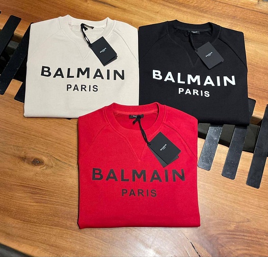 Мужской красный свитшот Balmain Paris logo-print   