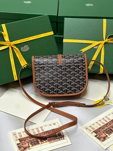 Кожаная сумка Goyard Belvedere Messenger PM premium 22x17x6 см   