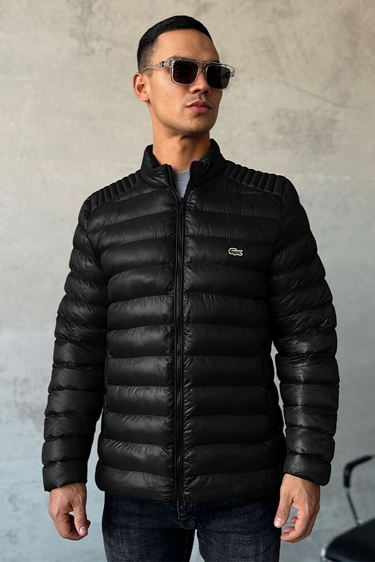 Мужская чёрная куртка Lacoste logo-patch