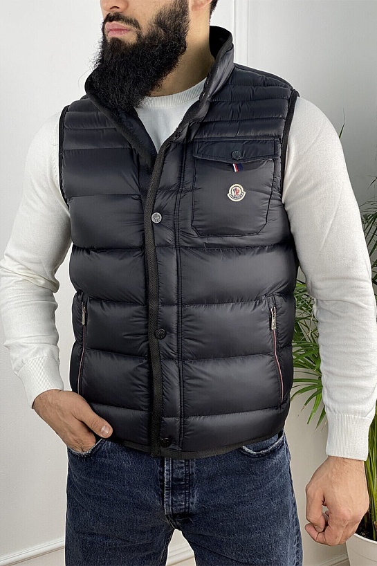 Мужской брендовый жилет Moncler чёрного цвета