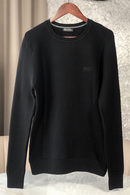 Чёрный мужской джемпер Hugo Boss logo-embroidered