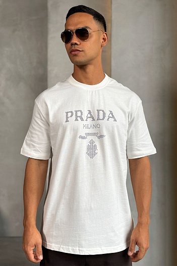 Мужская белая футболка Prada   