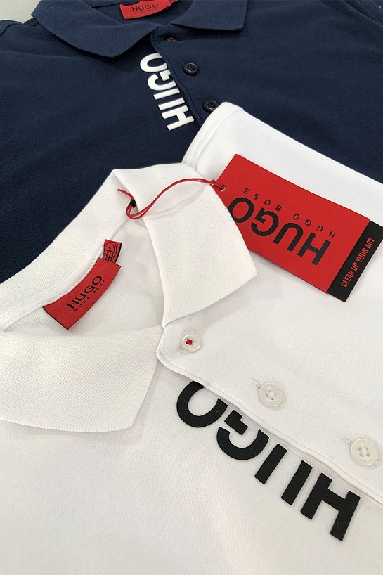 Белое мужское поло Hugo Boss