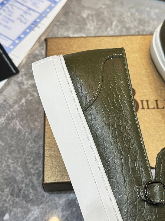 Мужские кожаные лоферы Billionaire зелёного цвета