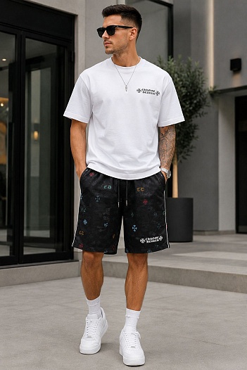 Мужские чёрные шорты Chrome Hearts premium   