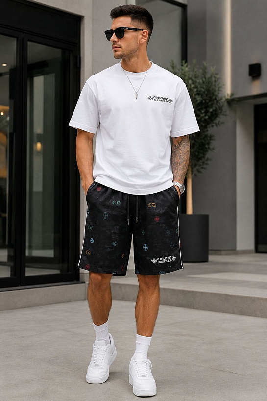 Мужские чёрные шорты Chrome Hearts premium