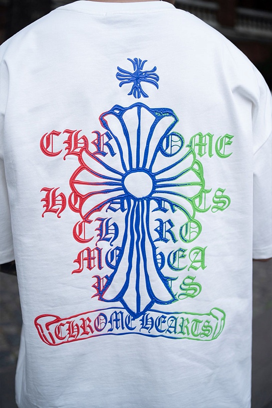 Белая оверсайз футболка Chrome Hearts Premium