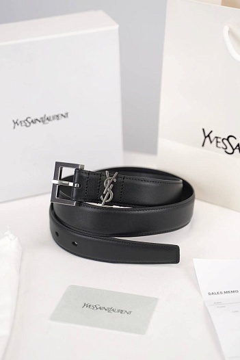 Кожаный ремень Yves Saint Laurent Cassandre (ширина 3 см, длина 80 / 85 см)   