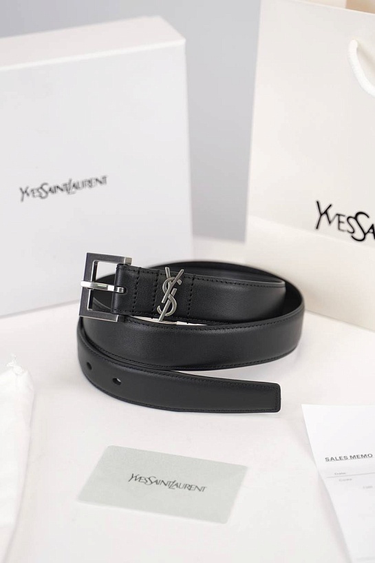 Кожаный ремень Yves Saint Laurent Cassandre (ширина 3 см, длина 80 / 85 см)