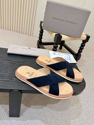 Замшевые шлёпанцы Brunello Cucinelli Crossover   