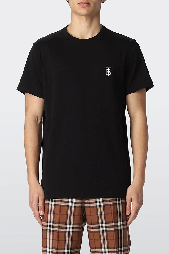 Чёрная оверсайз футболка Burberry TB logo-embroidered