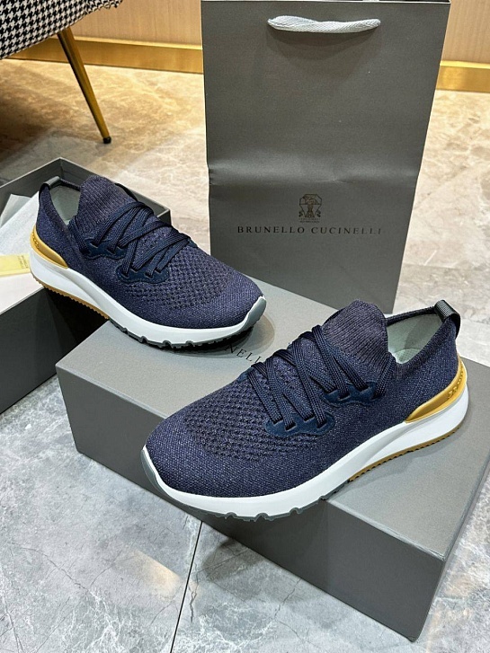 Текстильные кроссовки Brunello Cucinelli синего цвета