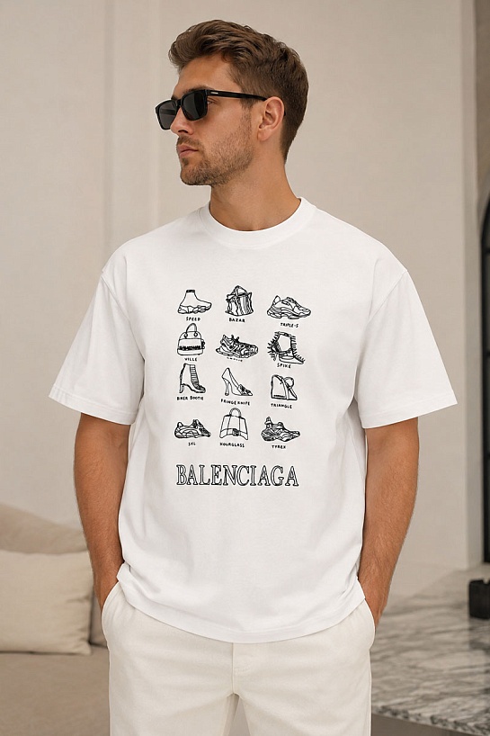 Белая оверсайз футболка Balenciaga graphic-print