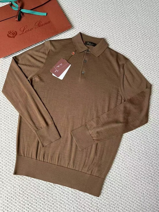 Поло с длинным рукавом Loro Piana Premium - Caramel