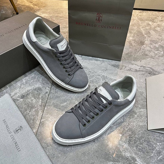 Мужские кроссовки Brunello Cucinelli nubuck calfskin - Grey