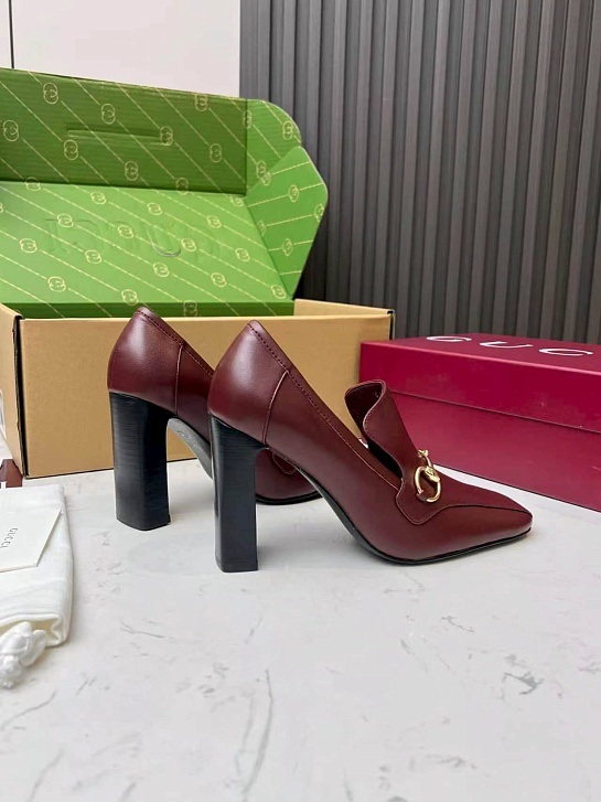 Женские кожаные лоферы на каблуке Gucci Signora Pump premium