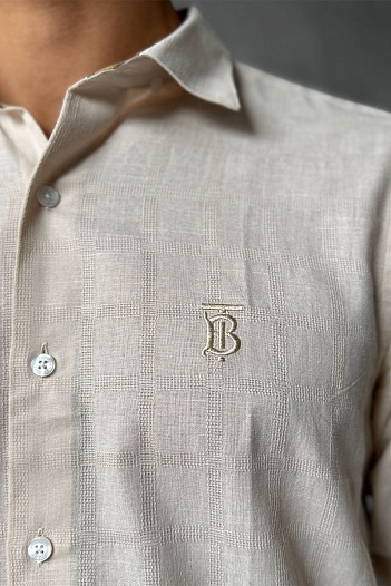 Мужская бежевая рубашка Burberry TB logo-embroidered   
