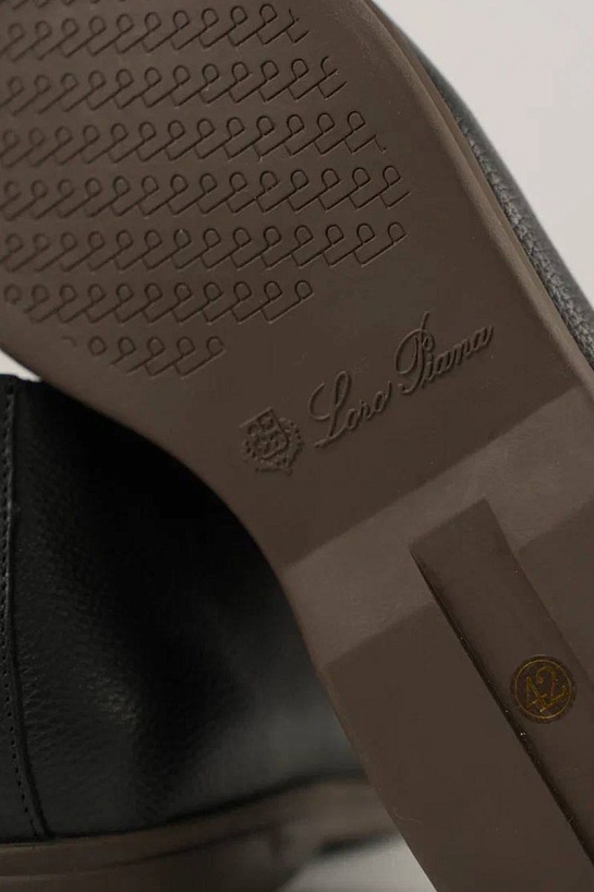 Кожаные лоферы с меховой стелькой Loro Piana Open Walk - Black