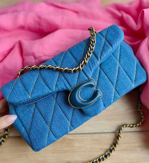 Джинсовая сумка Coach baguette 26x12 см   