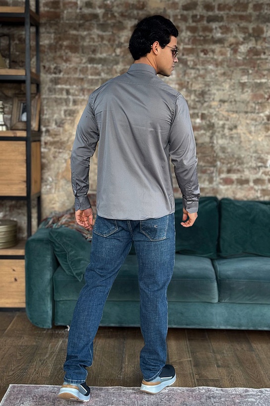 Мужская рубашка Loro Piana logo-embroidered - Grey