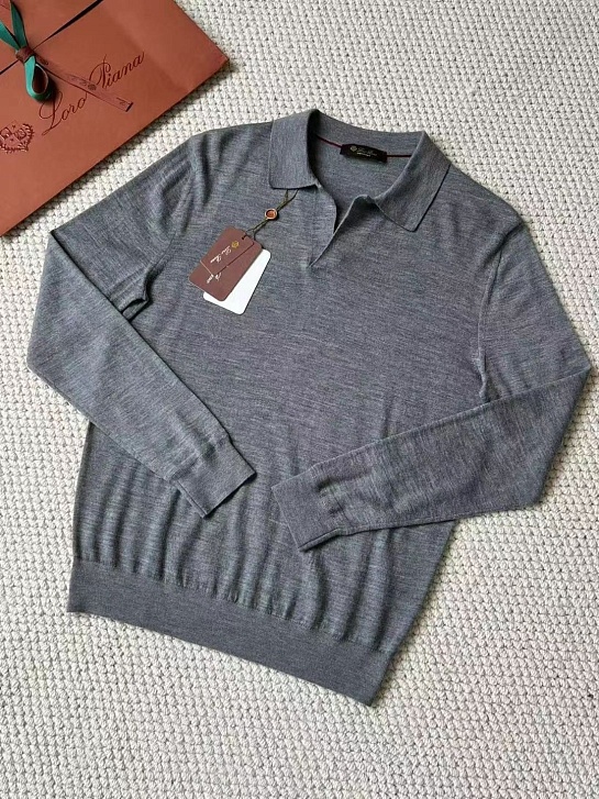 Поло с длинным рукавом Loro Piana Premium - Light Flower Gray
