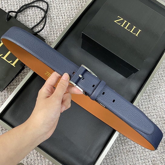 Двусторонний кожаный ремень Zilli Premium (ширина 3.8 см)