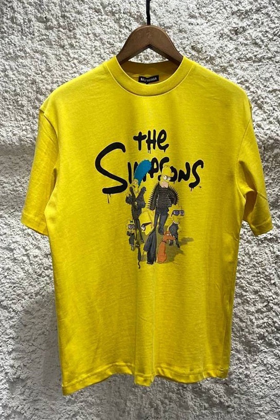Жёлтая оверсайз футболка Balenciaga The Simpsons