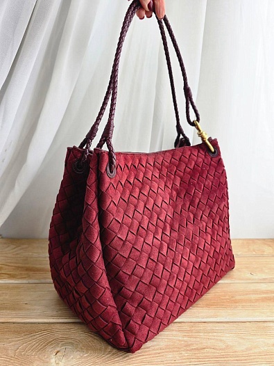 Замшевая сумка Bottega Veneta 35x24 см - Red   