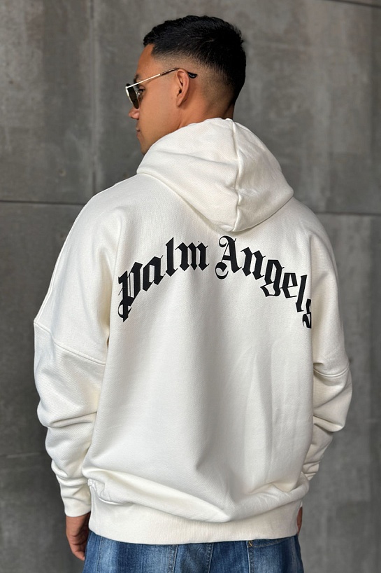 Утеплённое оверсайз худи Palm Angels "Pirate Bear" - White