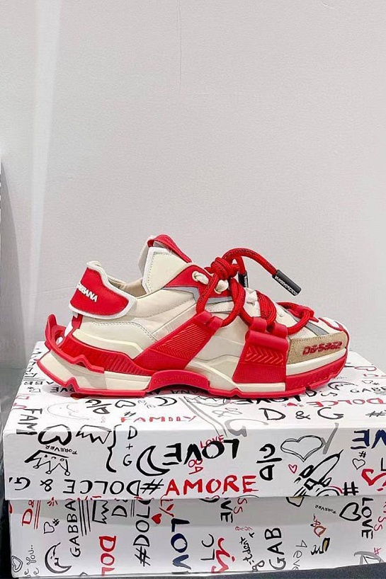 Комбинированные кроссовки Dolce & Gabbana Space - Beige / Red