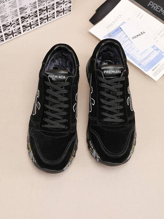 Замшевые кроссовки с мехом Premiata low-top - Black
