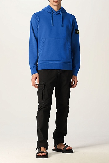 Худи синего цвета Stone Island compass-patch   