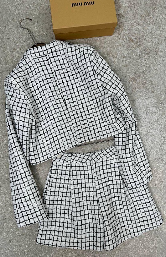 Женский костюм в клетку MIU MIU premium - White