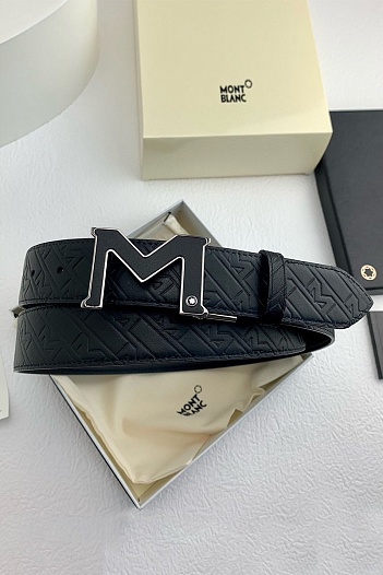 Двусторонний кожаный ремень Montblanc Premium (ширина 3.5 см)   