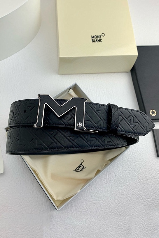 Двусторонний кожаный ремень Montblanc Premium (ширина 3.5 см)
