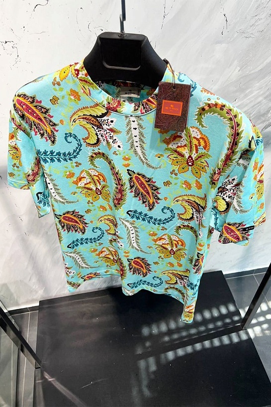 Голубая футболка Etro paisley-print