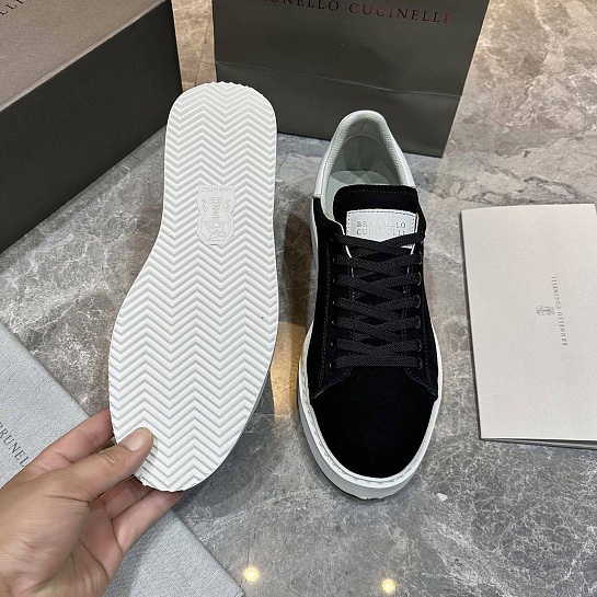 Мужские кроссовки Brunello Cucinelli nubuck calfskin - Black