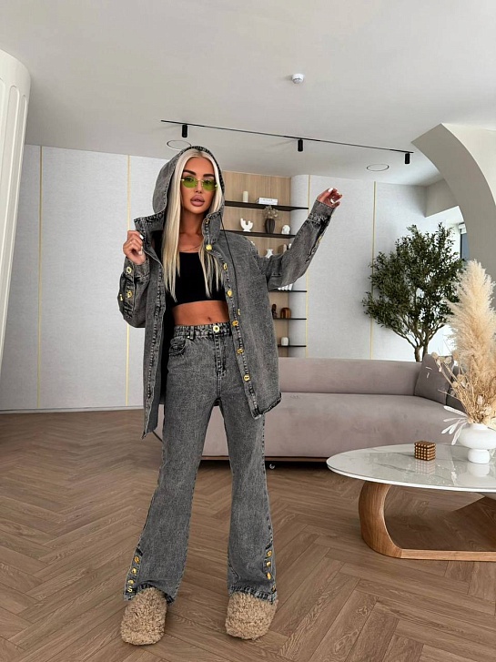 Женский джинсовый костюм Schiaparelli premium - Grey