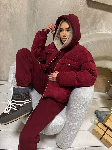 Женский бордовый костюм тройка MIU MIU   